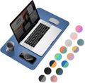 YSAGi Office Desk Pad, Desk Mat, 23.6" x 13.7" Ultra Thin Waterproof PU Leather Desk Blotter, Laptop Desk Pad Protector for Keyboard and Mouse, Desk Writing Pad for Office and Home (Azure Blue+Green)