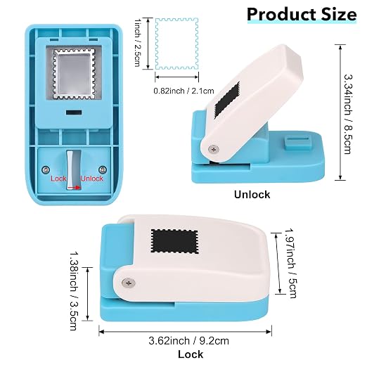 2 Pcs Stamp Punches, Postage Stamp Punch, 1X0.8 inch & 1.1X0.9 inch Embossing - Image 5