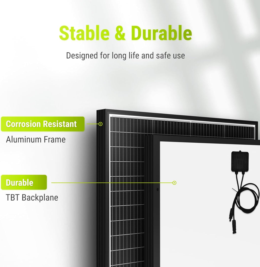 Newpowa 9BB Cell 200W Monocrystalline 200 Watt 12V Solar Panel High Efficiency RV Marine Boat Off Grid