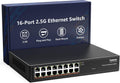 YuanLey 16 Port 2.5GB Umanaged Ethernet Switch, 16 x 2.5G Base-T Ports, Compatible with 100/1000/2500Mbps, Metal Fanless, Desktop/Rack Mount YuanLey 2.5 Gigabit Network Switch for Wireless AP, PC