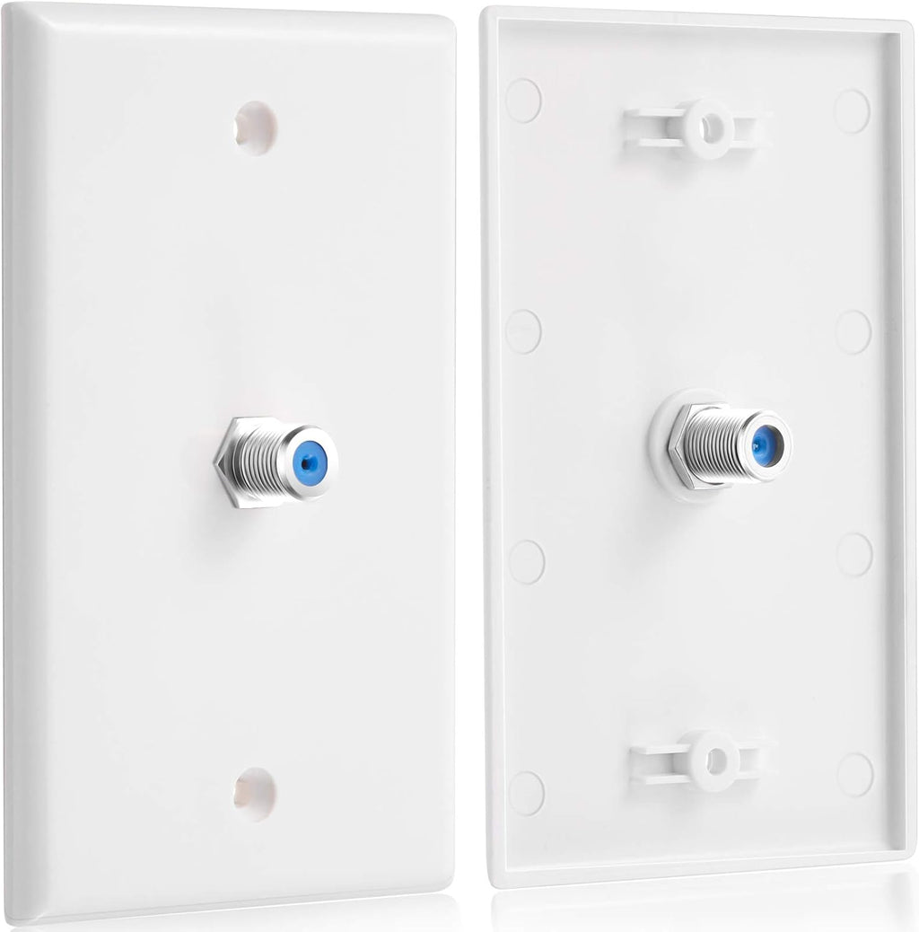 1-Port TV Cable Wall Jack F Connector Coax Video Jack Single Gang Wall Plates (Blue, 16 Pcs)