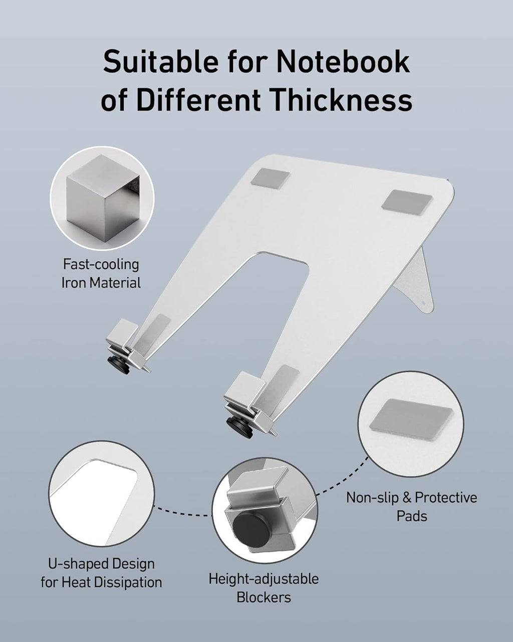 VESA Laptop Tray for Monitor Mount, Holds Laptops up to 17.3 Inches and 28.6 lbs, Fits 100x100mm VESA, Notebook Tray Office Desk Accessories, Silver