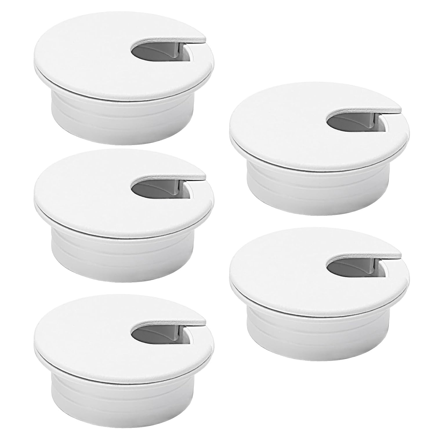 5 Pcs Desk Grommet 1-3/8" / 35 mm, Desk Cord Hole Cover, Cable Grommet ABS Plastic, Desk Hole Grommet for Home & Office Pc, Detachable Cable Cord Organizer-White