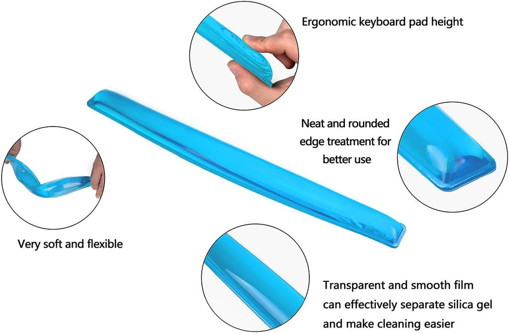 Gel Keyboard Wrist Rest Set Plus - ABRONDA Keyboard & Mouse Wrist Support Pad Office, Computer, Laptop, Mac - Durable, Comfortable and Pain Relief- Blue Set