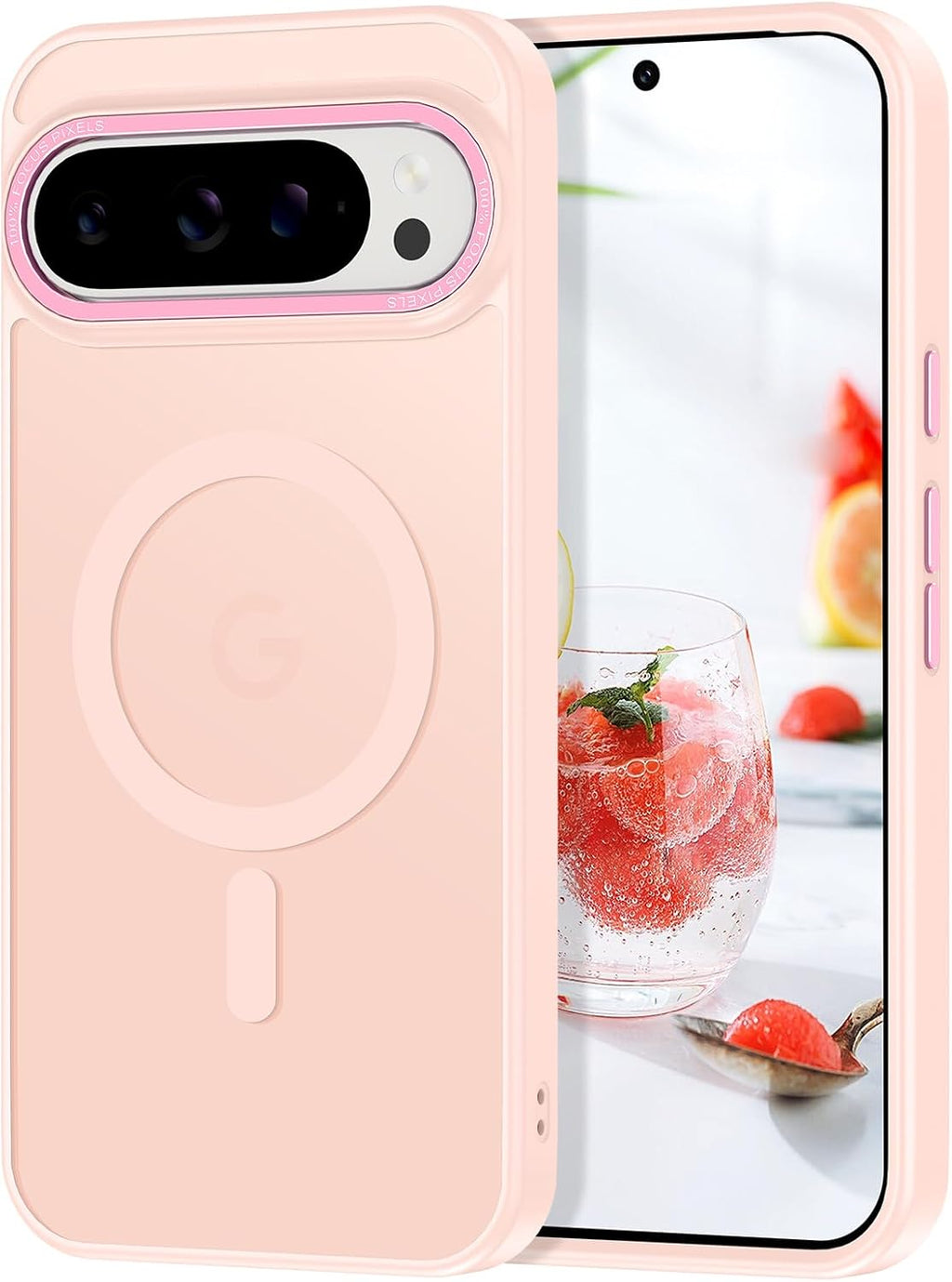 Magnetic for Google Pixel 9 Pro XL Case, [Military Grade Drop Protection] [Compatible with MagSafe] Shockproof Slim Translucent Matte Anti-Slip for Women Girls Men Case, Pink