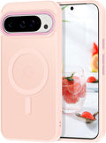 Magnetic for Google Pixel 9 Pro XL Case, [Military Grade Drop Protection] [Compatible with MagSafe] Shockproof Slim Translucent Matte Anti-Slip for Women Girls Men Case, Pink