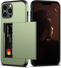Nvollnoe for iPhone 12 Pro Max Case with Card Holder Heavy Duty Protective Dual Layer Shockproof Hidden Card Slot Slim Wallet Case for iPhone 12 Pro Max for Men&Women(Green)