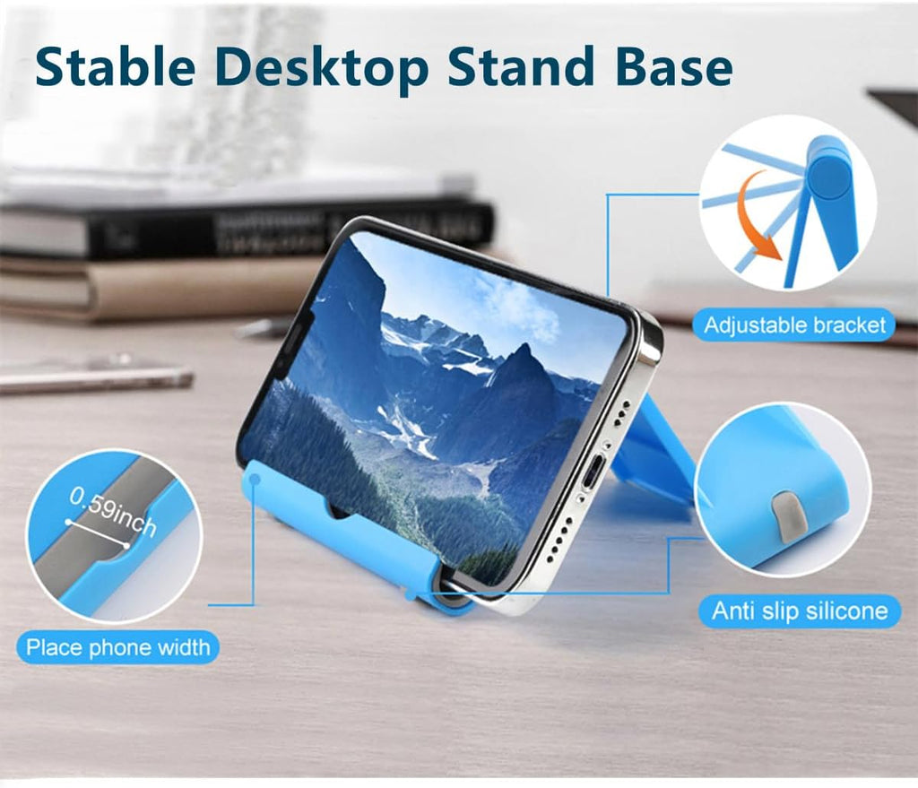 Cell Phone Stand for Desk Foldable Cell Phone Holder Desk Tablet Holder Mobile Phone Dock, Multi-Angle Universal Adjustable Tablet Dock (Pink+Purple+Black+Blue)
