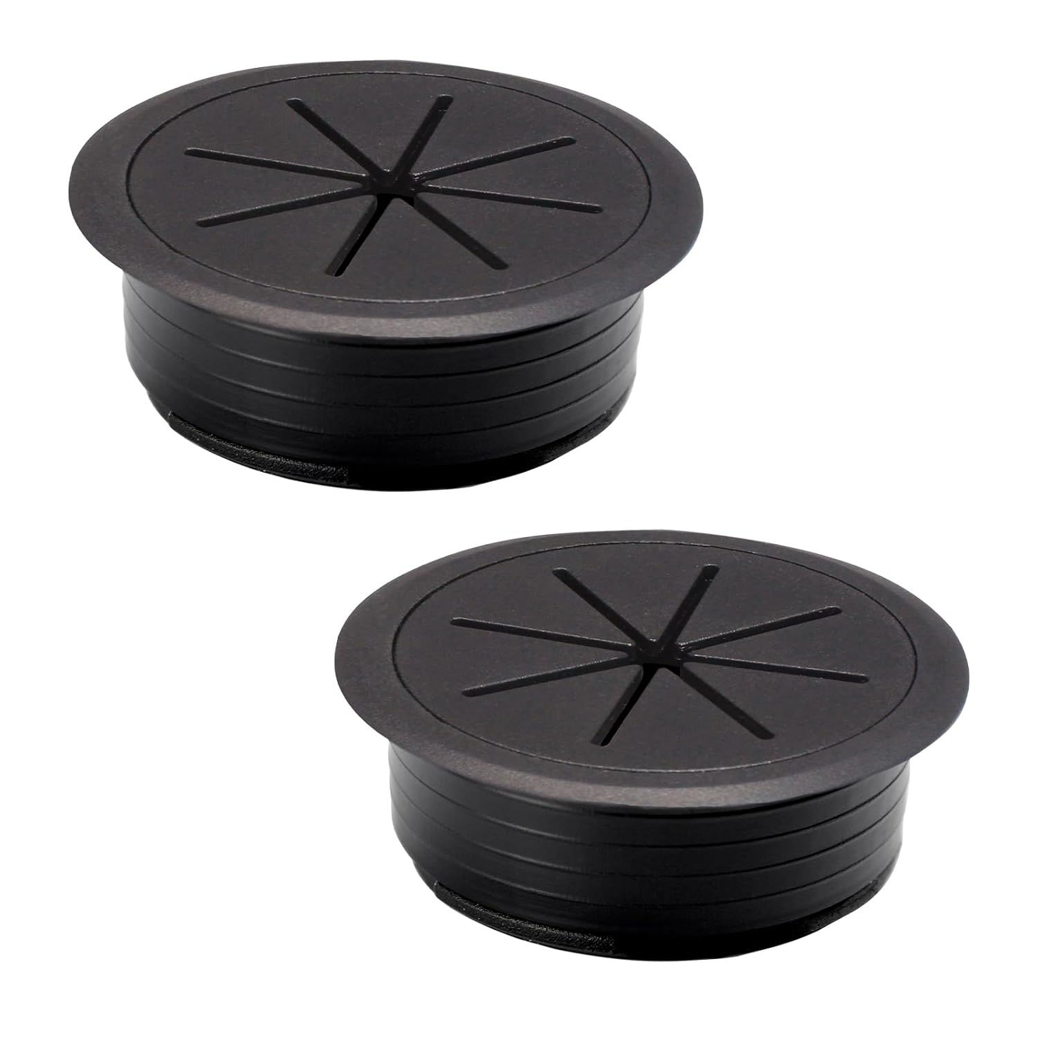 2 Pcs Desk Grommet 2-1/16" / 53 mm, Desk Hole Cover for Cables Black, Cable Grommet ABS Plastic, Desk Hole Grommet for Home & Office Pc, Detachable Cable Cord Organizer