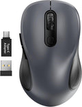 Trueque Wireless Mouse for Laptop, 2.4GHz Ergonomic Computer Mouse with Back & Forward Buttons, 3 Adjustable DPI Levels, 6 Buttons, Optical USB Cordless Mice for Windows Chromebook MacBook PC (Gray)