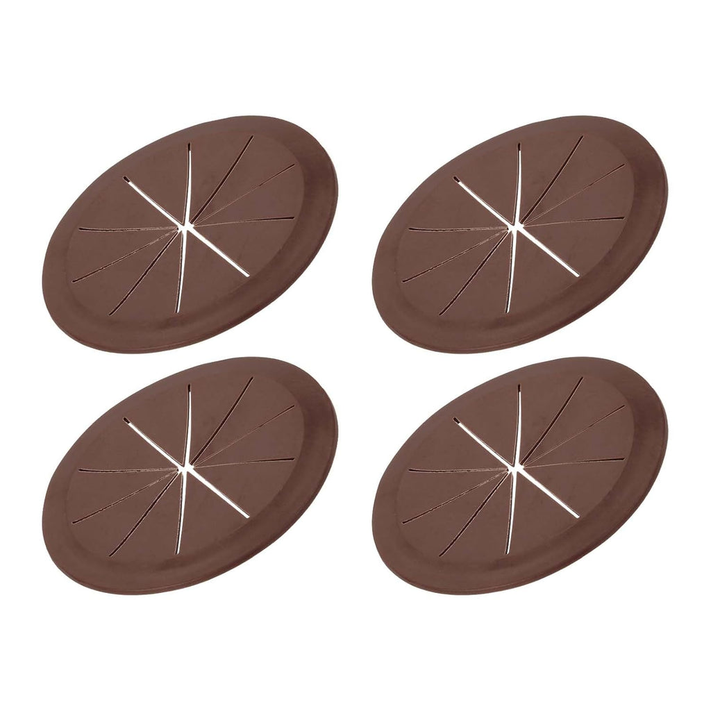 PATIKIL Desk Grommet 3-3/16", 4 Pcs Round Cable Grommet Cord Hole Cover with Adhesive Tape Flexible Table Wire Organizer for Office Home Table Countertop, Deep Brown