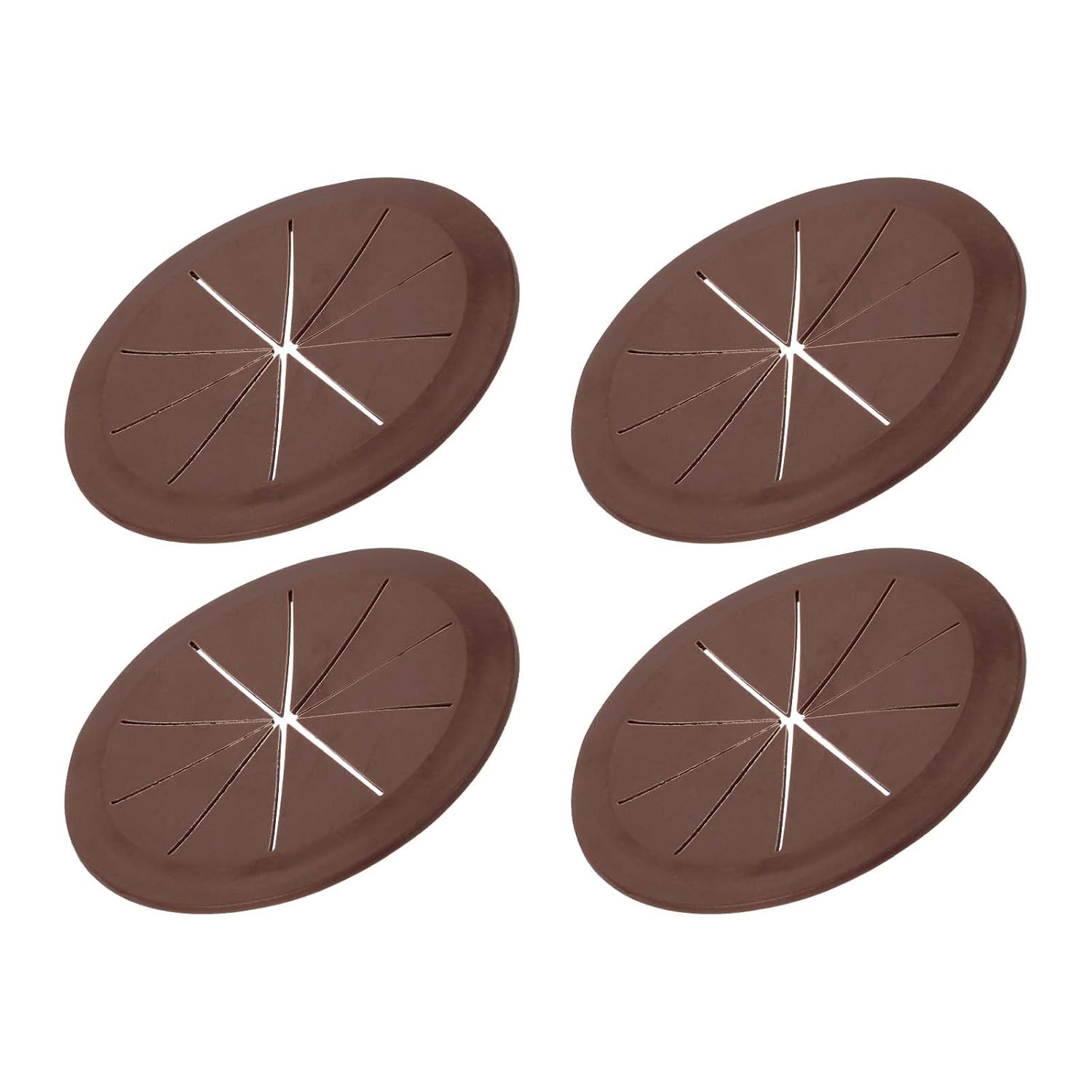 PATIKIL Desk Grommet 3-3/16", 4 Pcs Round Cable Grommet Cord Hole Cover with Adhesive Tape Flexible Table Wire Organizer for Office Home Table Countertop, Deep Brown