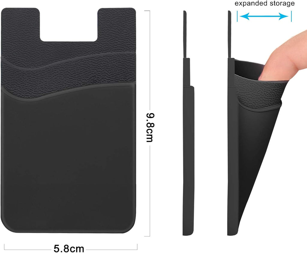 SS Phone Card Holder, Phone Wallet Stick On Silicion Card Holder for Back of Phone Credit Card Suitable for iPhone Samsung Galaxy Any Smartphone (8 Pack)
