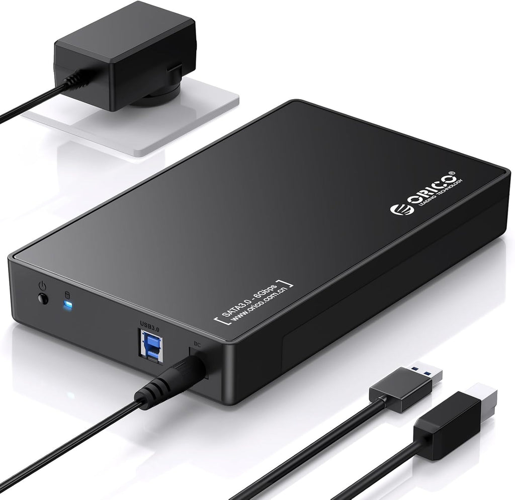 ORICO USB 3.0 External Hard Drive Enclosure for 3.5/2.5 Inch SATA Hard Drives/SSD Up to 20 TB, 3.5'' Tool-Free HDD Enclosure with 12V/2A Power Supply and UASP Acceleration (3588US3)