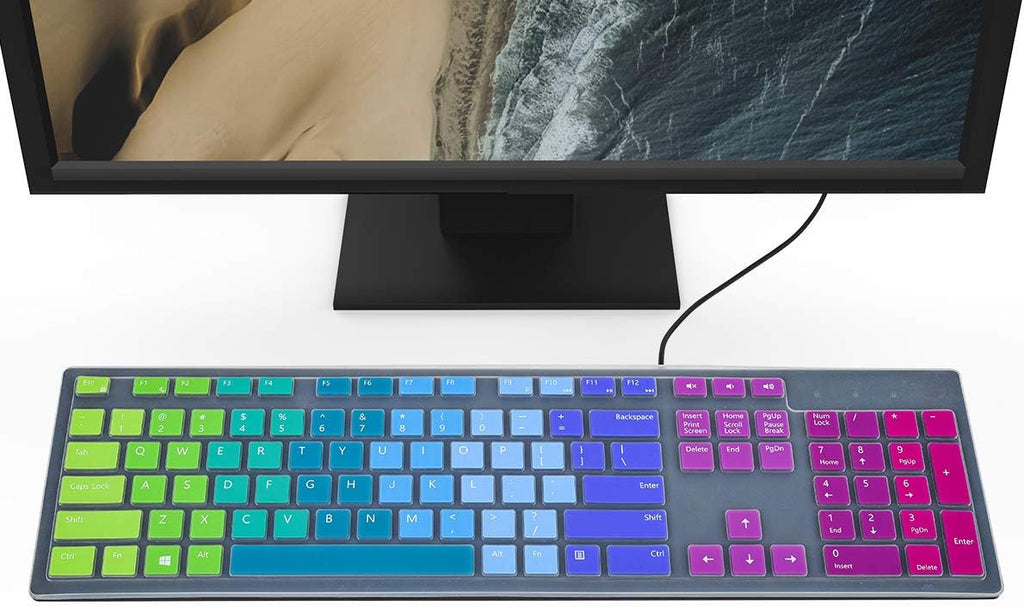Colorful Keyboard Cover for Dell KM636 Wireless Keyboard/Dell KB216 KB216t KB216p Wired Keyboard/Dell Optiplex 5250 3050 3240 5460 7450 7050/Dell Inspiron AIO 3475/3670/3477 All-in one Desktop,Rainbow