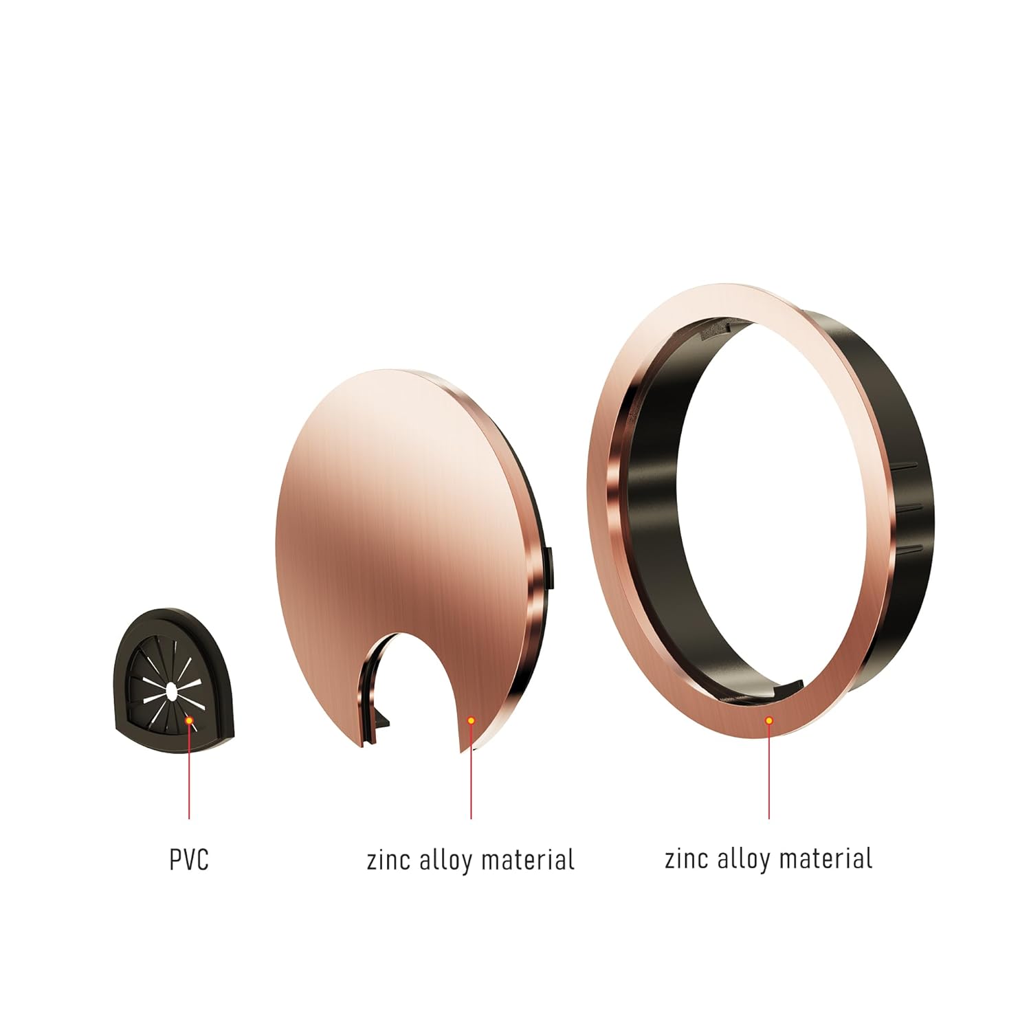2 Pack Desk Grommet 2-1/8 Inch 53mm, Zinc Alloy Computer Desk Wire Hole Cover, Office Desktop Cord Cable Hole Metal Ring, Red Bronze