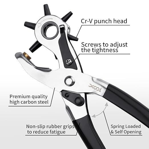 XOOL Belt Hole Puncher for Leather, Precision Multi-Size Leather Hole Punch for - Image 5
