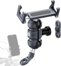 Motorcycle Phone Clip Kit, Anti-Theft Double Socket Arm/Angled Bolt-Head Adapter Ball Base for Mirrors Lever or Round Bar, Suitable for Width of 2.56-3.74" Phone (KPS-04)