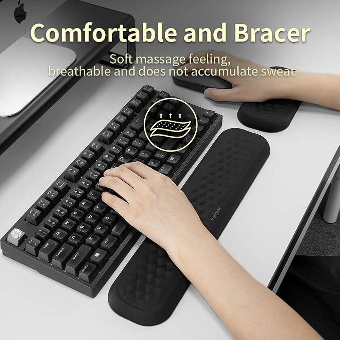 Vaydeer 60%-75% Keyboard Wrist Rest, Memory Foam Hand Rest Support Pad Padded - Image 3