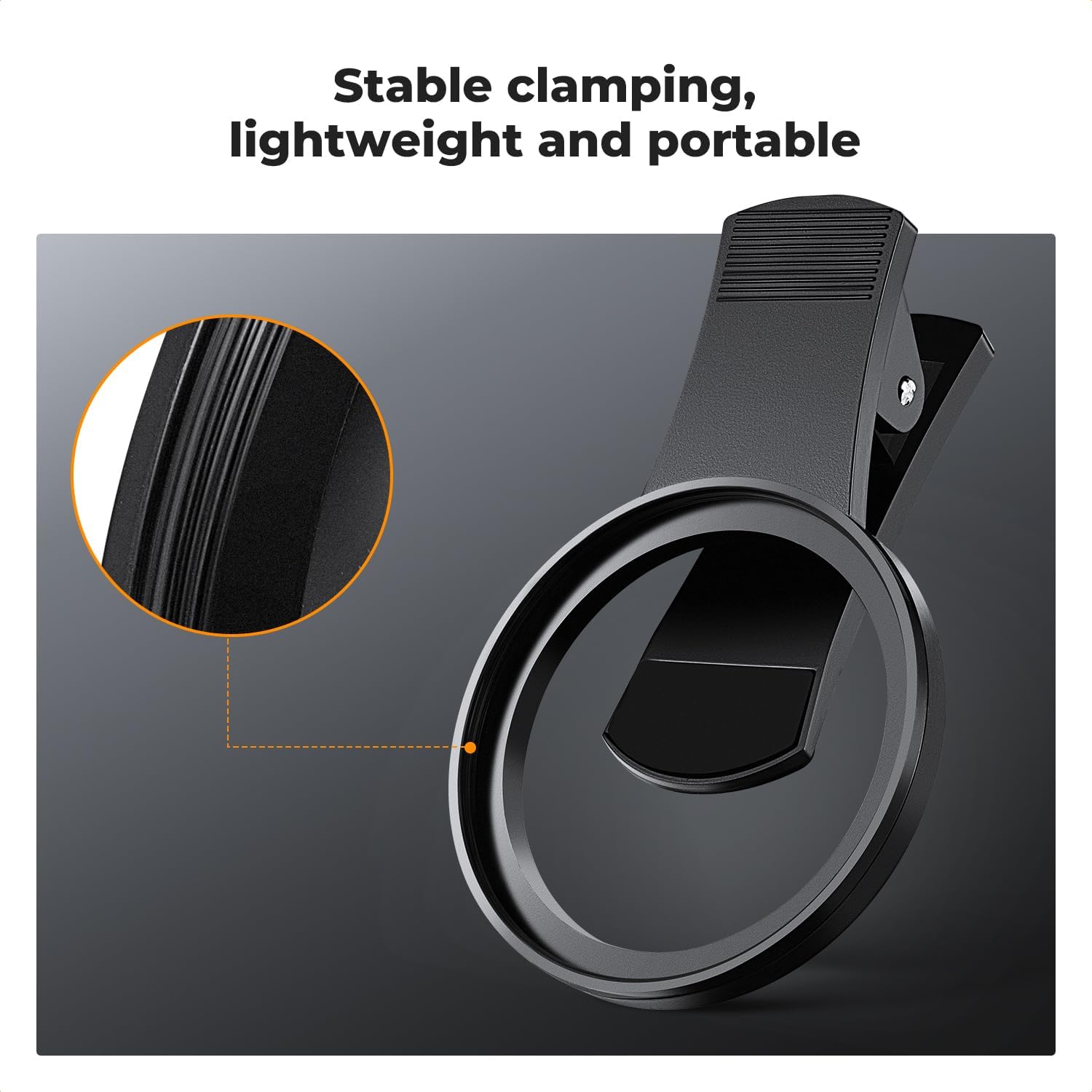 K&F Concept 67mm Clip-on Black Diffusion 1/8 Phone Camera Lens Filter Kit, Mist Cinematic Effect Filter Compatible with iPhone 16 15 14 13 12 11, for Video/Vlog/Portrait Photography