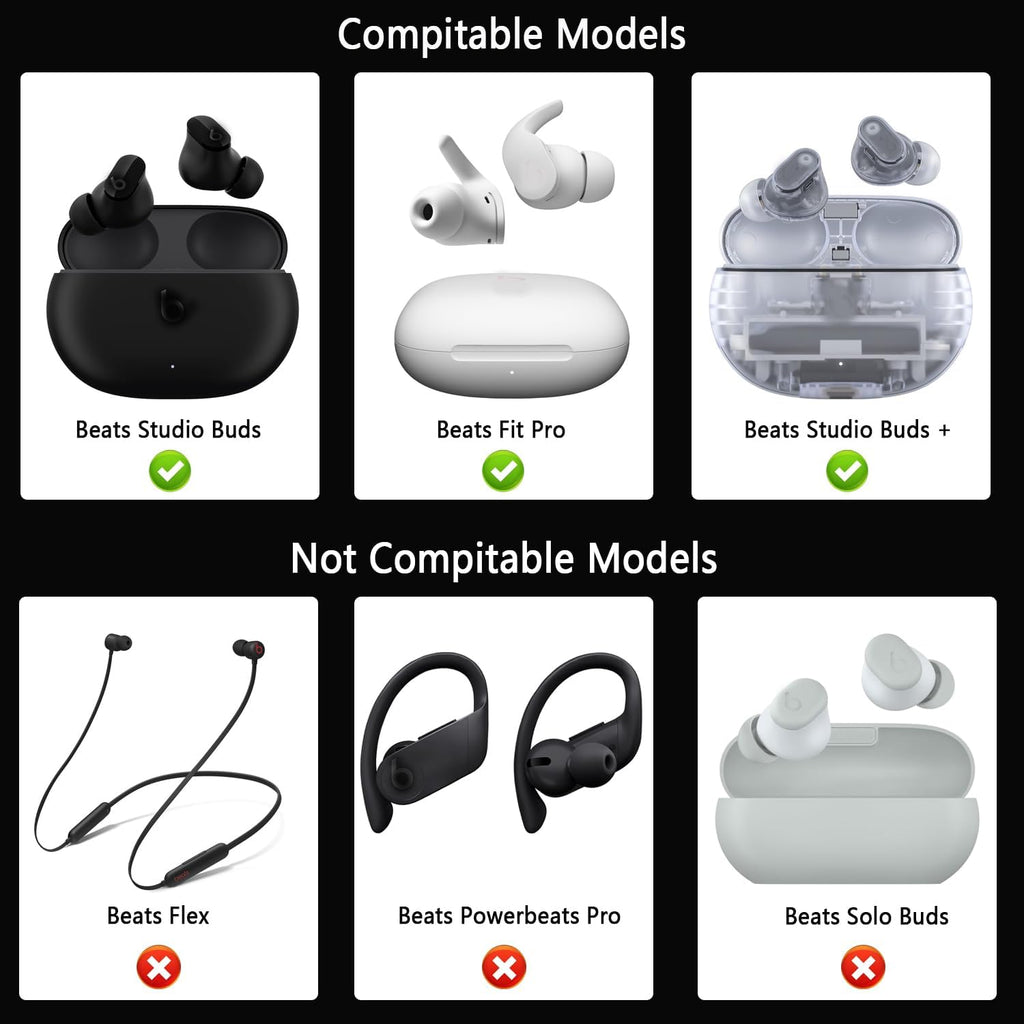 Replacement Silicone Ear Tips for Beats Fit Pro/Studio Buds/Studio Buds+ Headphone, 6 Pairs Earbuds Eartips L/M/S, Eargels Set Fit in Case, Earplug Ear Cap (Silver White with Pen)