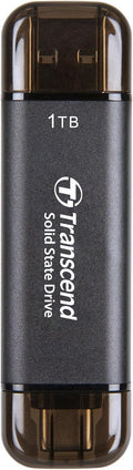 Transcend 1TB External SSD, Up to 1,050MB/s, Dual USB Hard Drive for Tesla, iPhone15,16&iPad&Mac, Steam Deck/ROG Ally/MSI Claw/Windows/Android/PS5/Smart TV, 2-in-1 Type C &A, USB 3.2 Gen2 Portable SSD