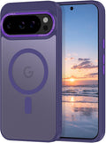 Magnetic for Google Pixel 10 Pro XL Case, [Military Grade Drop Protection] [Compatible with MagSafe] Shockproof Slim Translucent Matte Anti-Slip for Women Girls Men Case, Deep Purple