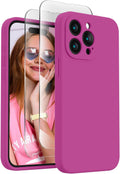 FireNova Designed for iPhone 15 Pro Case, Silicone Upgraded [Camera Protection] Phone Case with [2 Screen Protectors], Soft Anti-Scratch Microfiber Lining Inside, 6.1 inch, Shocking Pink