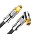 EMK Premium 24K Gold-Plated Right Angle Optical Cable – 90° Toslink to Toslink (1.5M/5Ft), 360° Rotatable for Soundbars, TVs & Home Theater