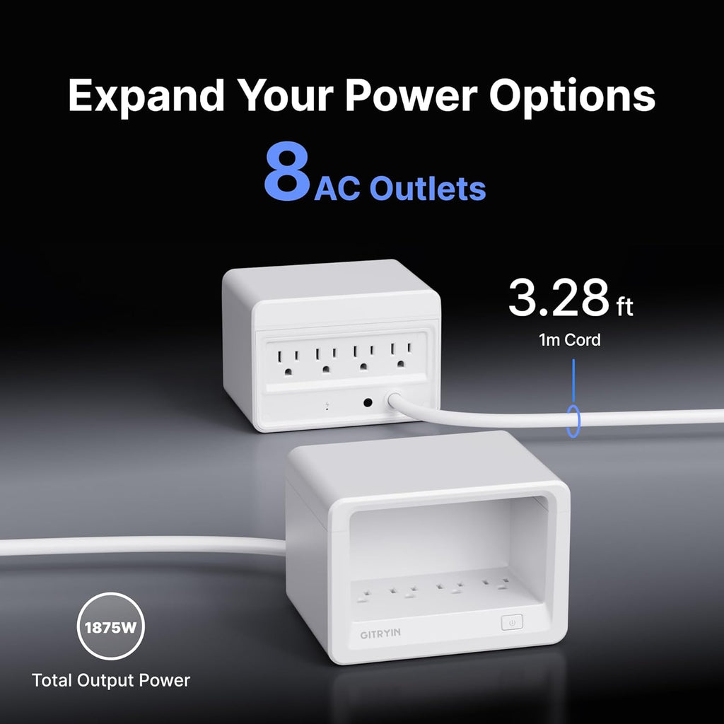 Gitryin 1 Lightning Retractable Wall Charger and 12-in-1 Desktop Charging Station with 4 Type-C Retractable Wall Chargers