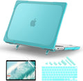 Batianda Compatible with New MacBook Pro 16 inch Case 2024 M4 Chip 2023 2021 Release with M3 M2 Pro Max, Heavy Duty Protective Plastic Hard Shell with Fold Kickstand & Keyboard Cover Protector, Blue
