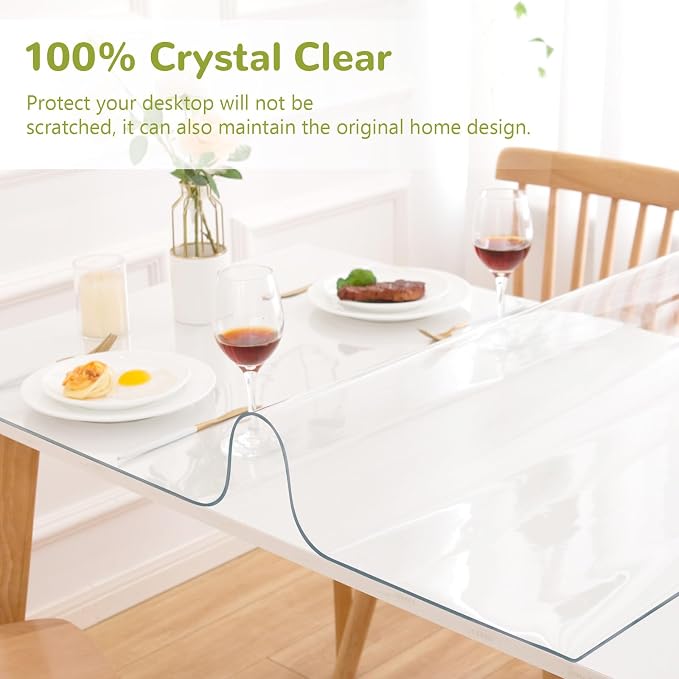 38 x 72 Inch Clear Table Cover Protector, 1.5mm Plastic Table Cover, Waterproof - Image 5