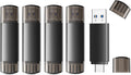 64GB USB C Flash Drive Dual USB 3.0 Flash Drive Type C + USB A Portable Type-C Flash Drive 2-in-1 USB-C Thumb Drive for Smartphone Tablet Computer Mac iPhone Black (5 Pack)