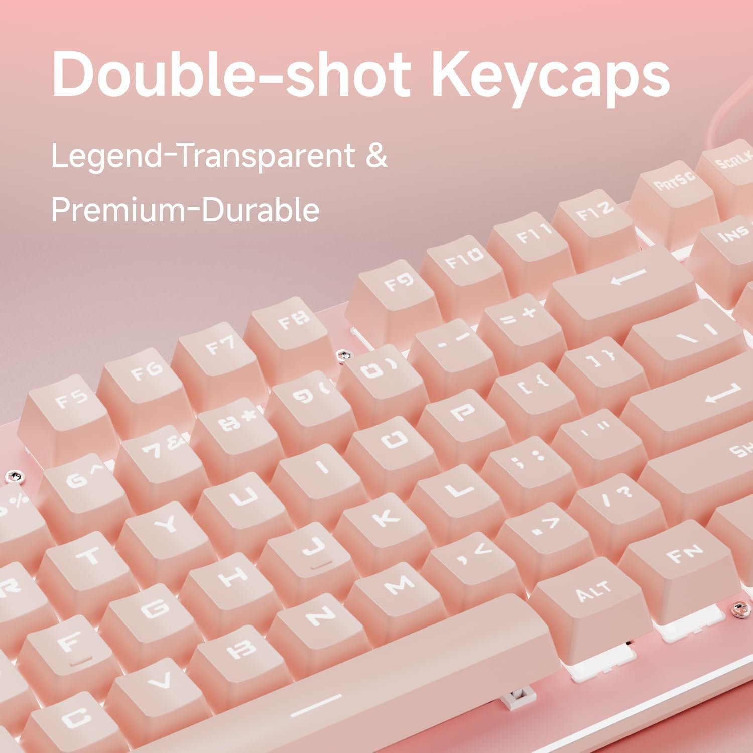 EWEADN TK100 Typewriter Keyboard Wired Mechanical Keyboard, 104 Keys Aesthetic Typewriter Keyboards with White Backlit, Anti-Ghosting, Blue Switch Wired Cute Keyboards-Pink