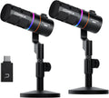 EJoy D10 PRO(D) Combo Dual-Channel Wireless USB Gaming Microphone – RGB Dynamic Mic with Wired/Wireless Modes, XLR/USB-C, Real-Time Monitoring, Studio Mic for Gaming, Streaming, Podcast, Recording