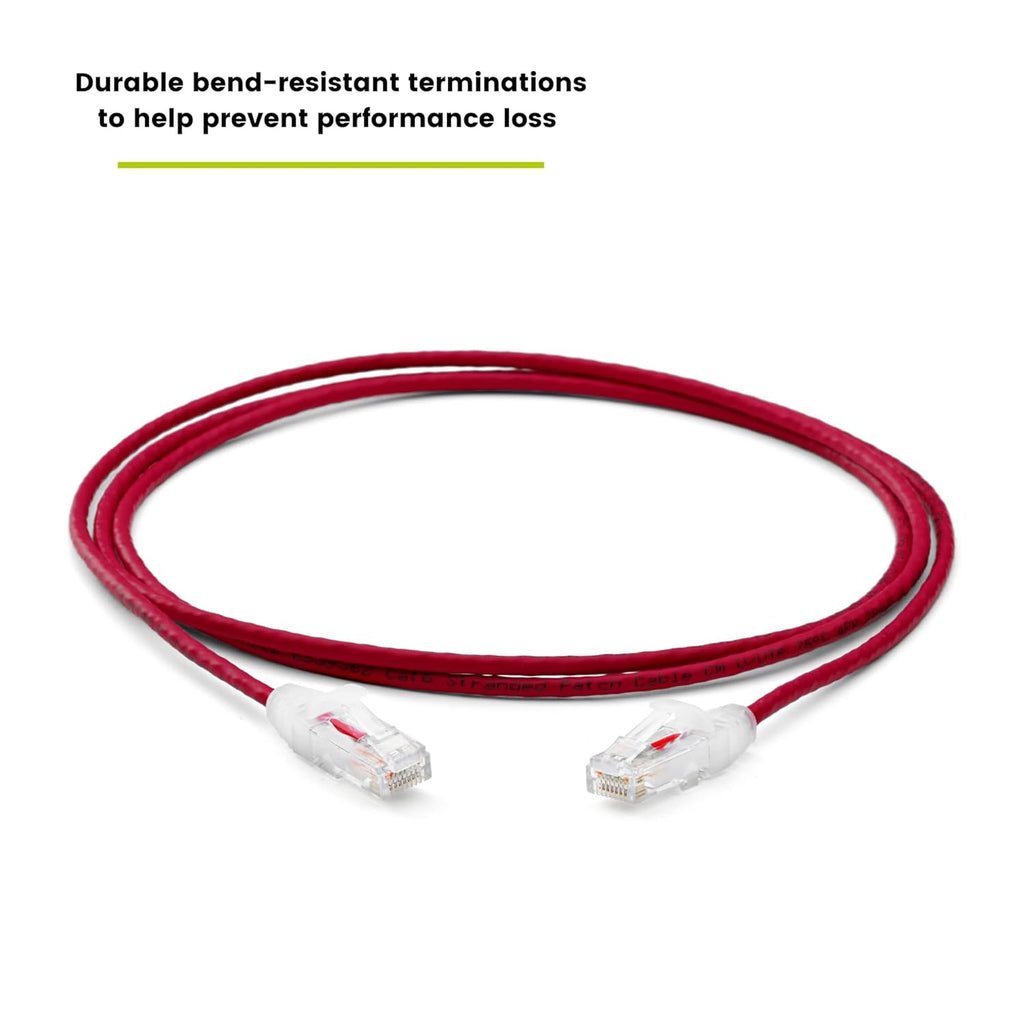 TRUECABLE Cat6 Component Rated Patch Cable, Unshielded (U/UTP), 7ft, Red, 28AWG Solid Copper, Snagless 10G High-Speed Ethernet Cable, PoE++ 4PPoE 100W, UL Listed, RoHS-3, 1 Pack