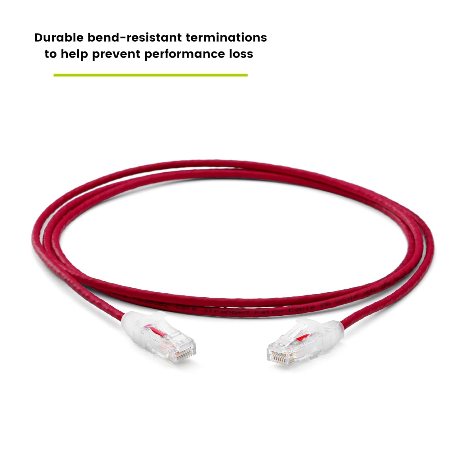 TRUECABLE Cat6 Component Rated Patch Cable, Unshielded (U/UTP), 7ft, Red, 28AWG Solid Copper, Snagless 10G High-Speed Ethernet Cable, PoE++ 4PPoE 100W, UL Listed, RoHS-3, 1 Pack