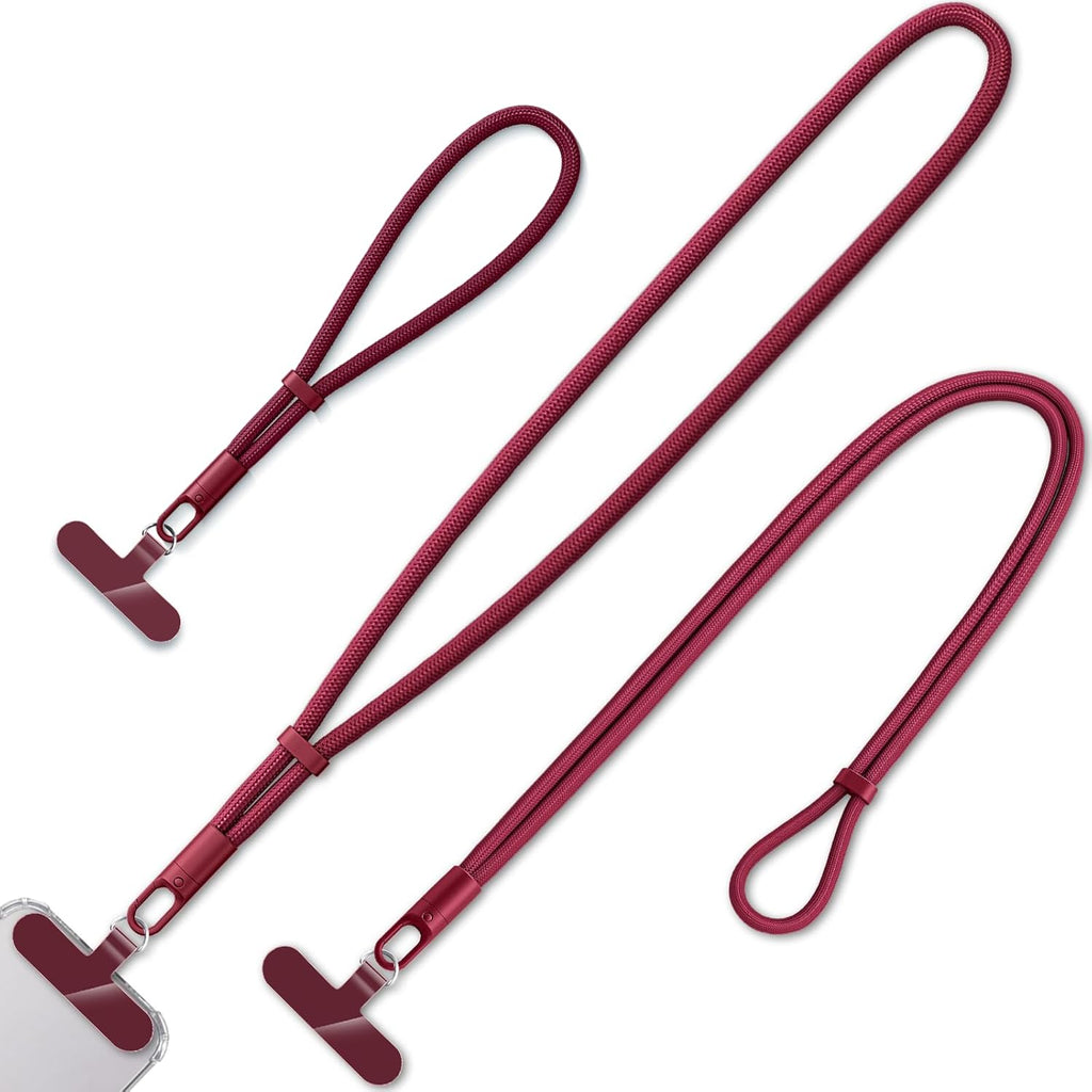 3 Pack Phone Lanyard,1×Phone crossbody strap,1×Phone Neck Strap,1×Wrist Strap,3×Tether Tabs,Universal Cell Phone Multifuctional Patch Polyester Lanyards(Wine)