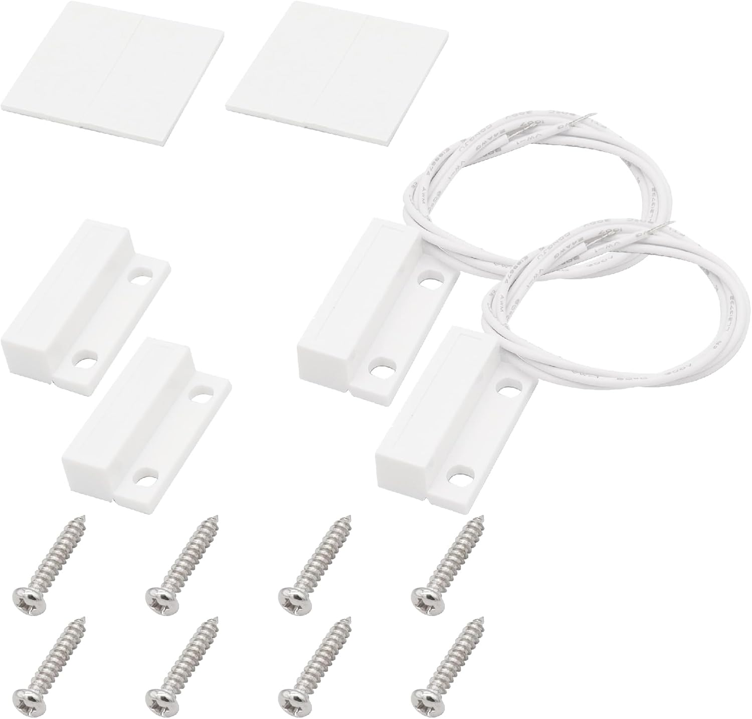 2Pcs Magnetic Reed Switch Wired Surface Mount Normally Closed NC Contact Sensor Alarm Magnetic Door Switch with 2 Wires, ABS, MC-38