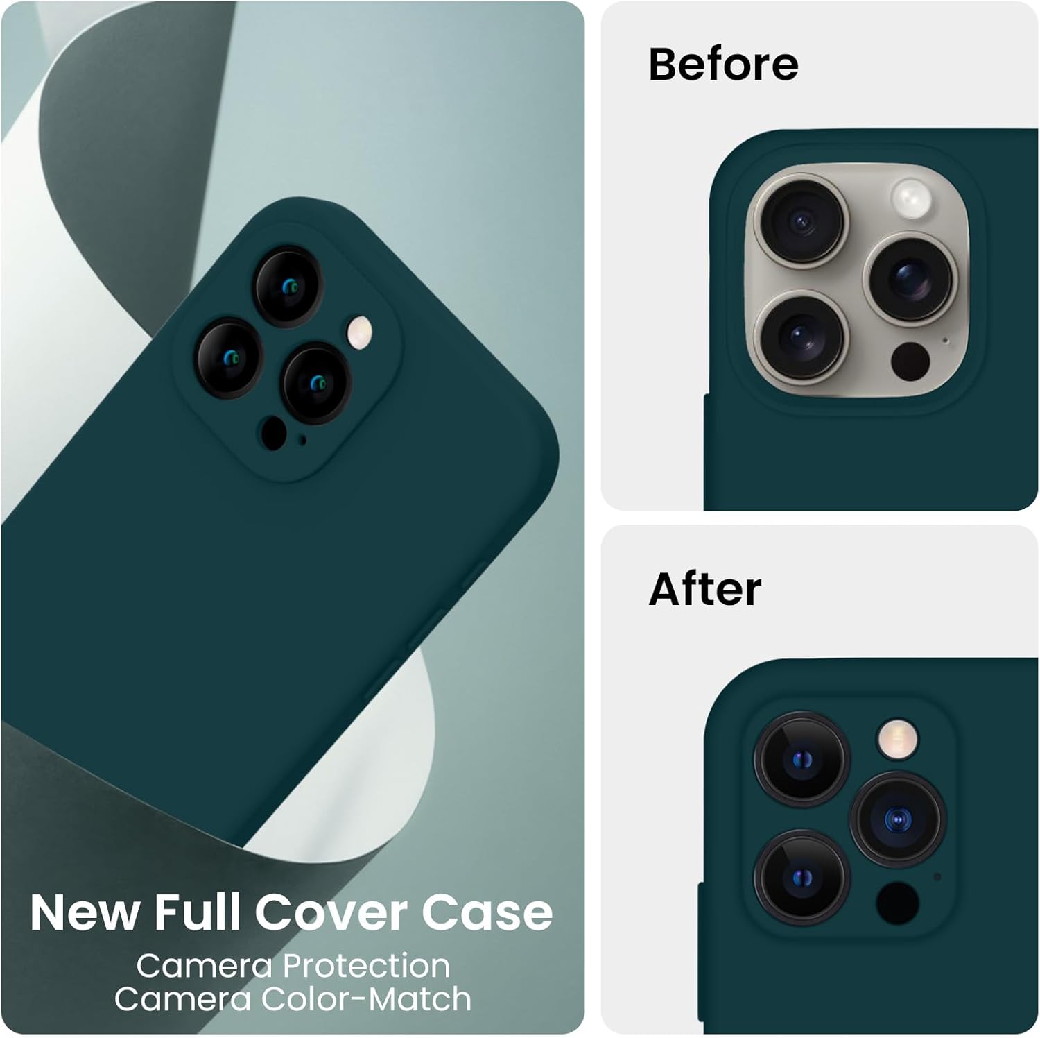 FireNova Designed for iPhone 15 Pro Max Case, Silicone Upgraded [Camera Protection] Phone Case with [2 Screen Protectors], Soft Anti-Scratch Microfiber Lining Inside, 6.7 inch, Teal