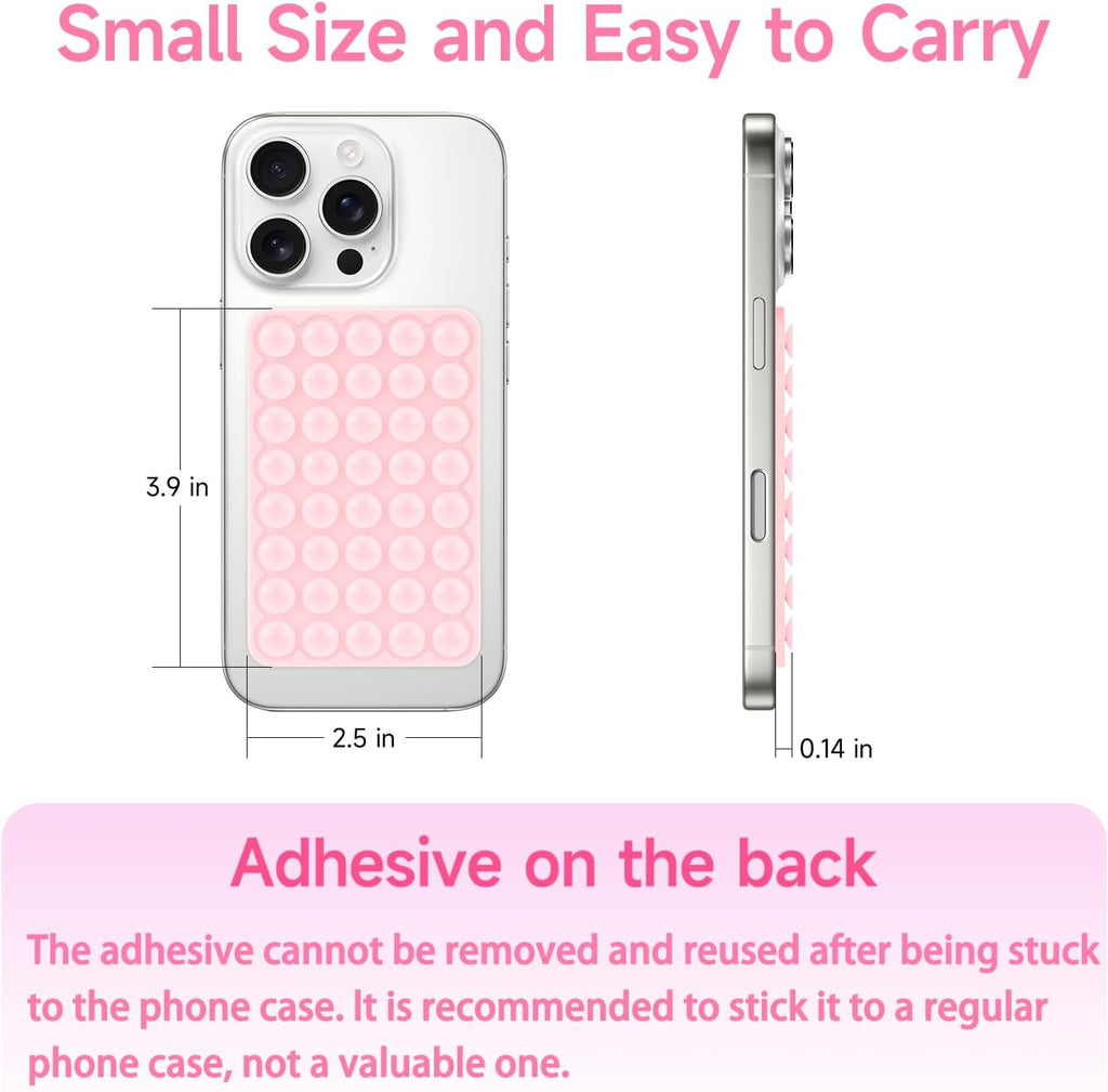 Silicone Suction Phone Case Mount, Non Slip Suction Cup Phone Mount, Phone Accessories Holder for Selfies and Videos, Silicon Adhesive Phone Stand Sticky for Cell Phone Pink