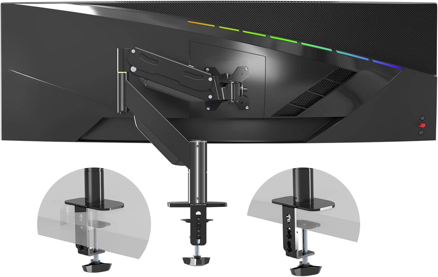 Pholiten Premium Aluminum Heavy Duty Monitor Arm，Ultrawide Monitor Arm,Full Motion Single Computer Mount for Computer Screens up to 43 inchs and 28.6lbs,Adjustable Clamp and Grommet Vesa Mount.