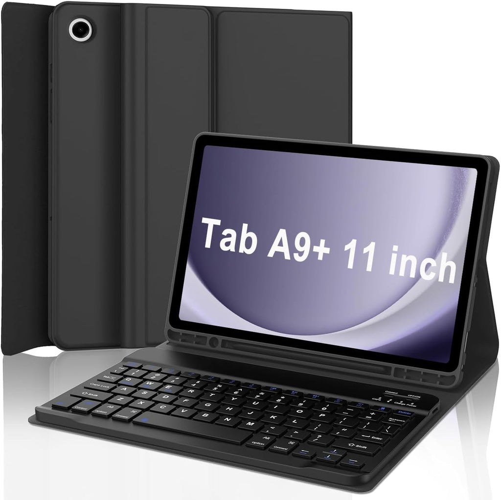 Keyboard Case for Samsung Galaxy Tab A9 Plus 5G 11 inch 2023 (SM-X210/X216/X218), Magnetic Detachable Wireless Keyboard Bluetooth, Smart Folio Cover with S Pen Holder for Galaxy Tab A9+ 11“（Black）