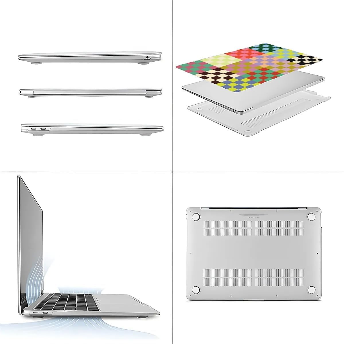 Compatible with MacBook Air 13.3 13.6 Inch Case 2022 2021 2020 2019 Plastic Hard Shell Case Cover,13.3 Air (A1932/A2179/A2337), Colorful Checker