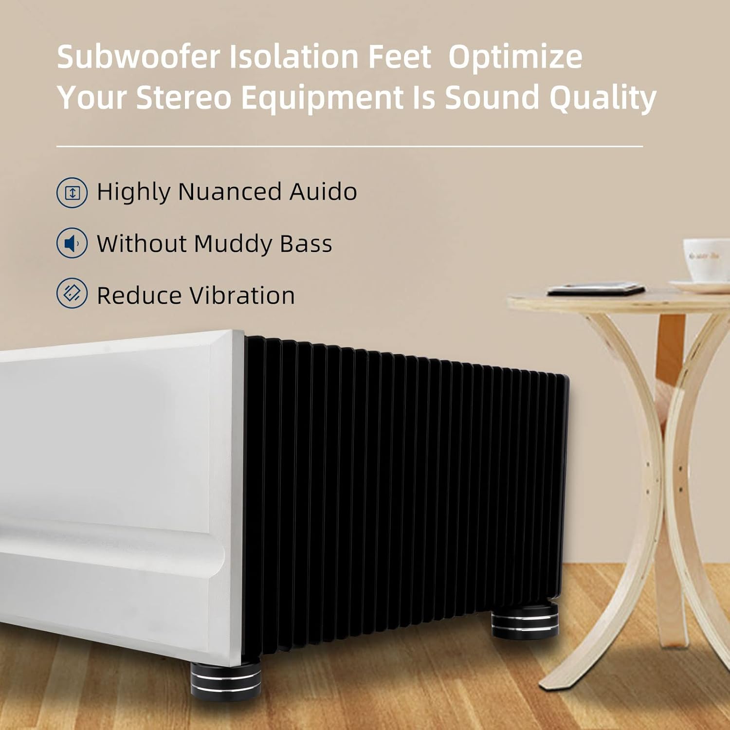Monosaudio 4Pcs 40x20mm Speaker Isolation Feet Single-sided 3M Adhesives Speaker Spike Pads with Non-Slip Rubber Rings for Audio,Speakers, Subwoofers, Home Theater, Turntable DAC Feet Pad(Black Color)