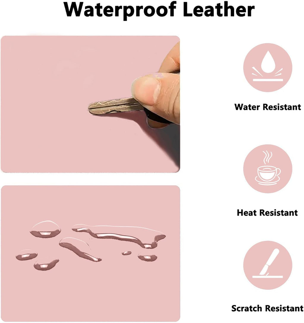 PU Leather Desk Pad Protector Gaming Mouse Pad Non Slip Desk Mat for Keyboard and Mouse Waterproof Desk Writing Pad for Office and Home Desk Accessories(Pink, 47.2 * 17.7)