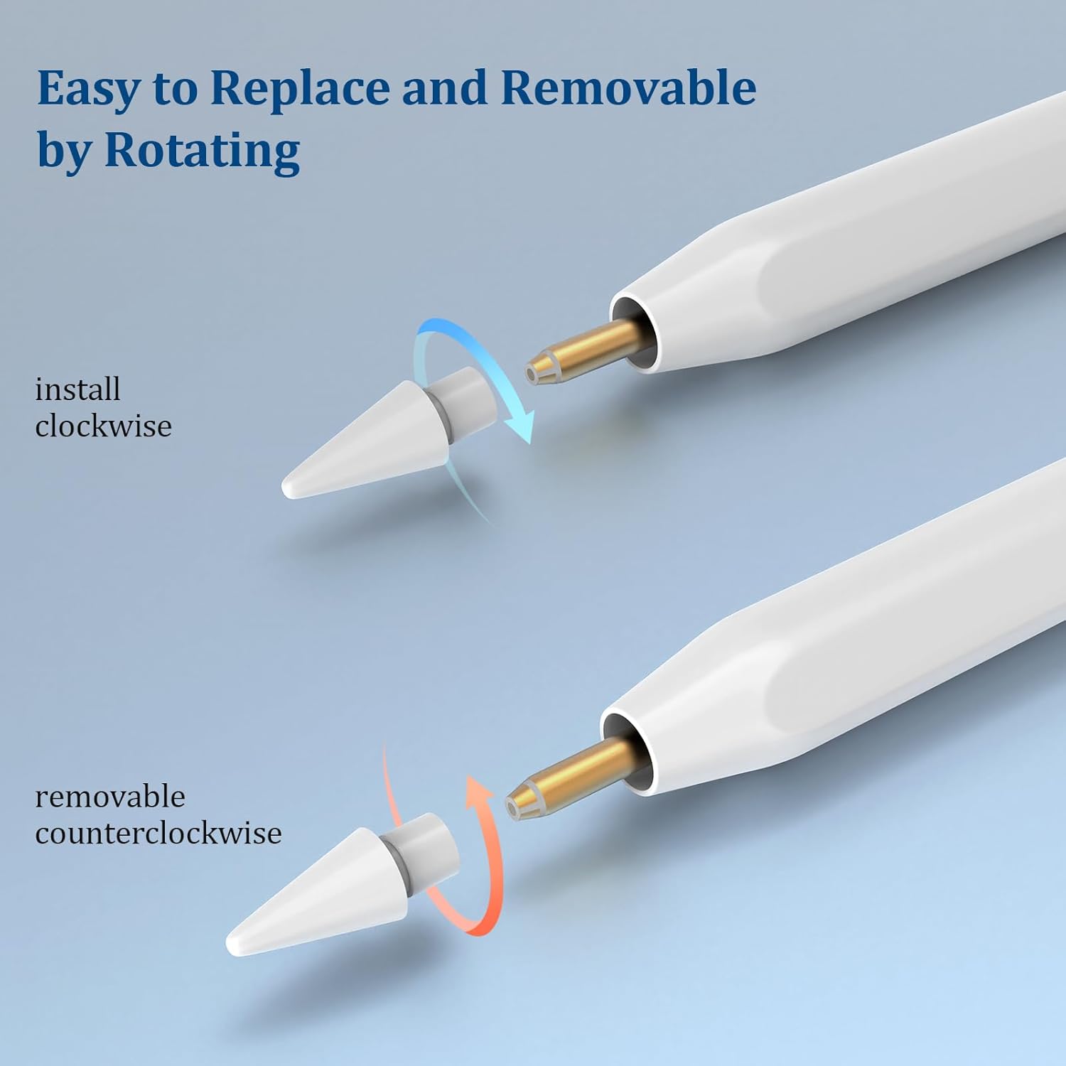 Replacement Tips for Apple Pencil 1st/2nd Gen,No Wear Out Upgraded Apple Pencil Tips,Pencil Nibs for Precise Control - Replacement Tips for iPad Pencil - 4 Pack White
