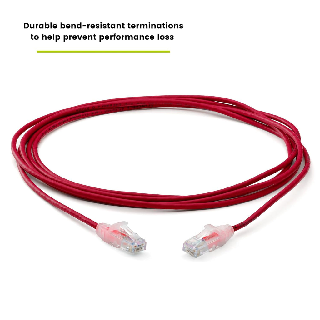 TRUECABLE Cat6 Component Rated Patch Cable, Unshielded (U/UTP), 10ft, Red, 28AWG Solid Copper, Snagless 10G High-Speed Ethernet Cable, PoE++ 4PPoE 100W, UL Listed, RoHS-3, 5 Pack