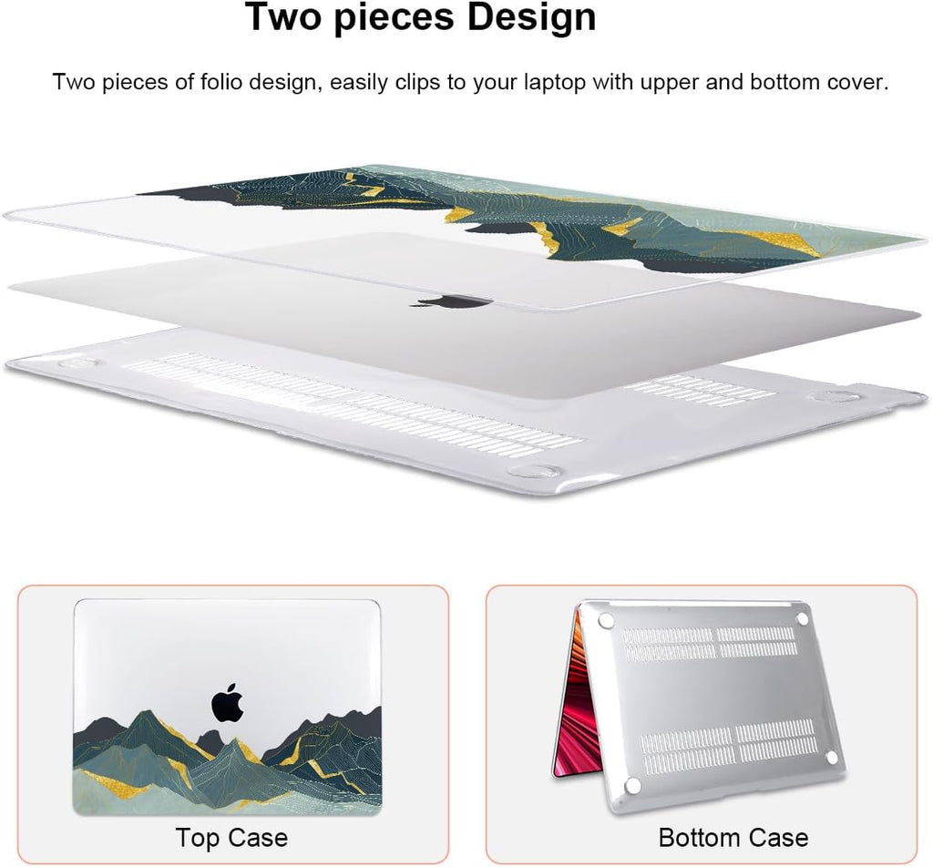 for MacBook Air 13 Inch Case 2021 2020 2019 2018, Plastic Hard Shell Case Keyboard Cover for Mac Air 13 Model A2337 M1 A2179 A1932 with Touch ID & Retina Display, Circling Mountain