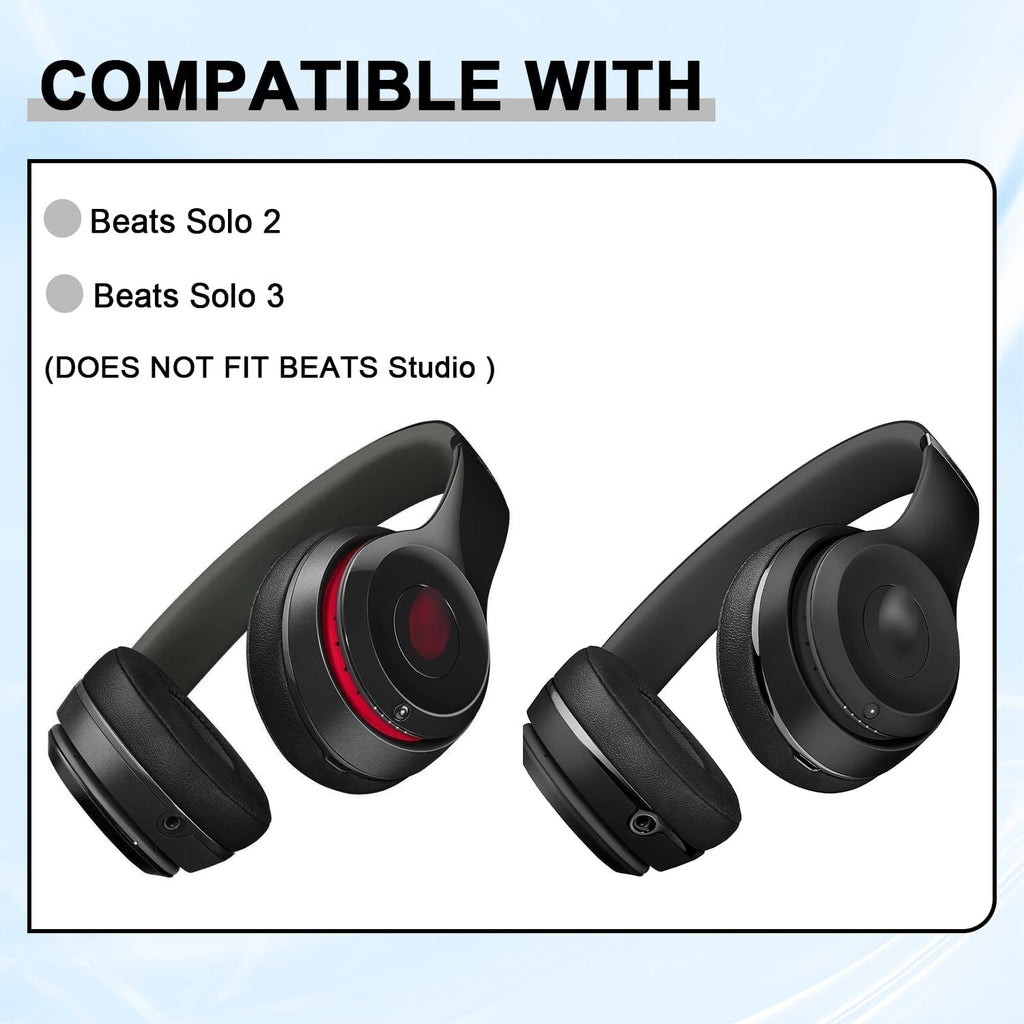 Replacement Ear Pads for Beats Solo 2 & Solo 3 Wireless On-Ear Headphones, Ear Cushions, Headset Earpads, Ear Cups Cover with Soft Protein Leather (Grey)